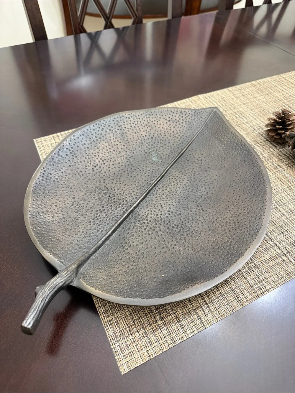 Crate and Barrel decorative metal leaf tray